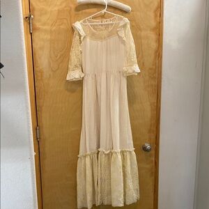 Joyfolie Cream Lace Maxi Dress